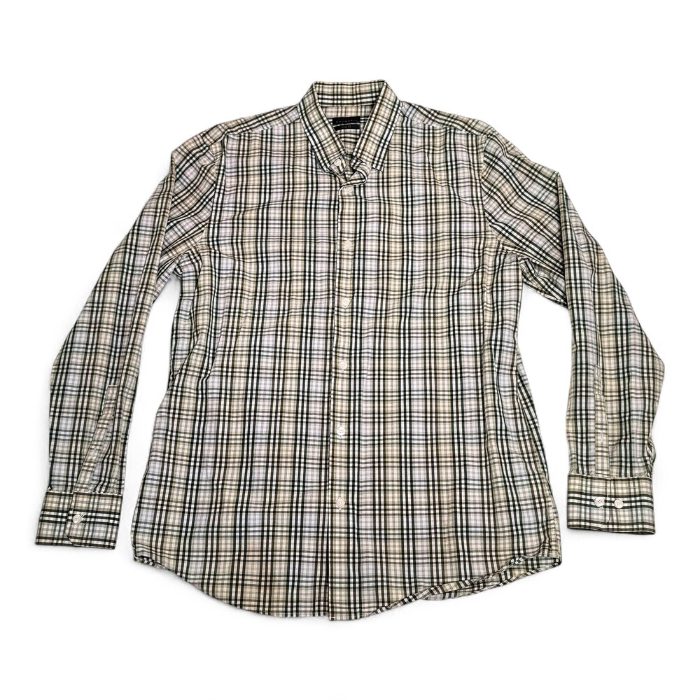 Calibrate Men's Green Plaid Long-Sleeve Button-Down Shirt L